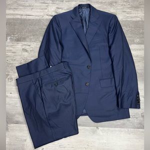 Nikky New York Navy Glen Plaid Suit 40R